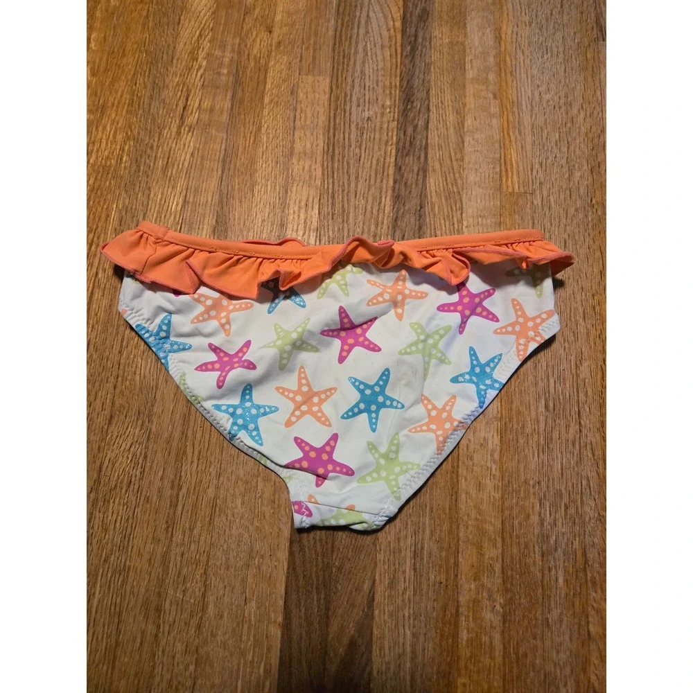 Garnet‎ Hill Kids Girls 10 White Orange Multi Starfish Ruffle Bikini Swim Bottom
